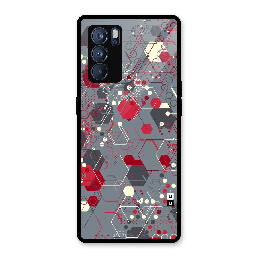 Hexagons Pattern Glass Back Case for Oppo Reno6 Pro 5G
