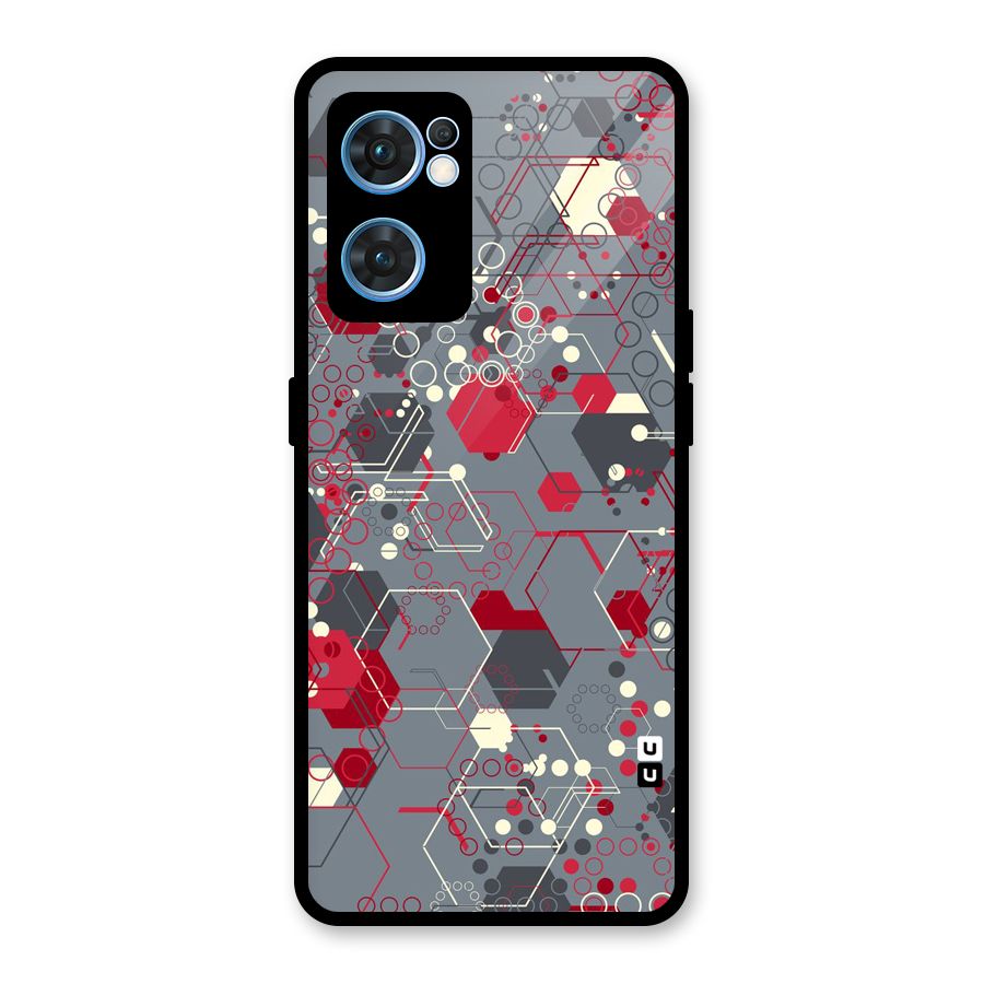 Hexagons Pattern Glass Back Case for Oppo Reno7 5G