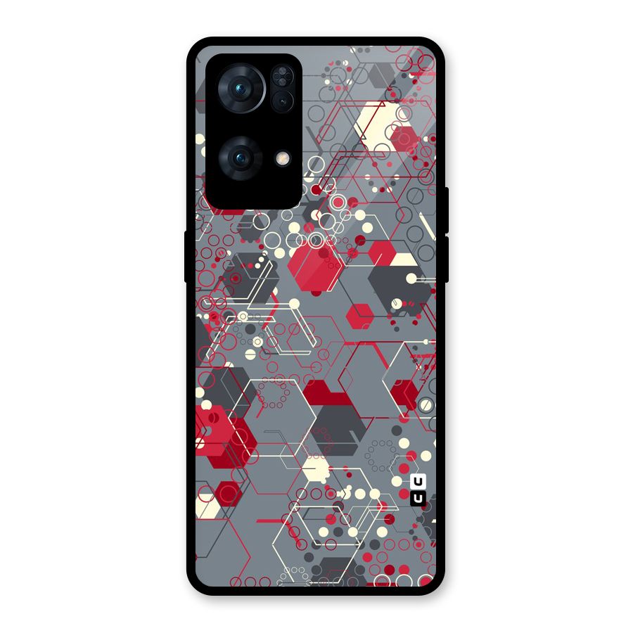 Hexagons Pattern Glass Back Case for Oppo Reno7 Pro 5G