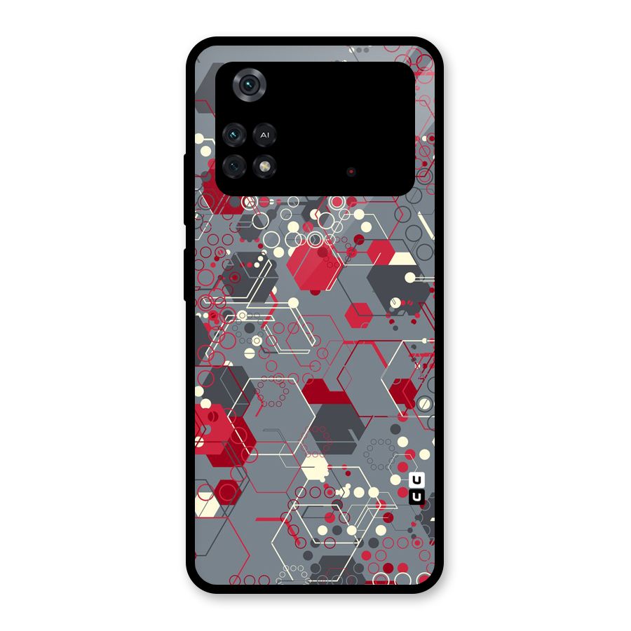 Hexagons Pattern Glass Back Case for Poco M4 Pro 4G