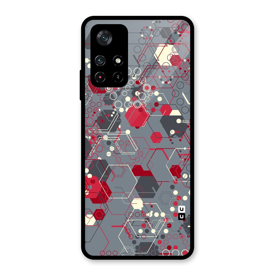 Hexagons Pattern Glass Back Case for Poco M4 Pro 5G
