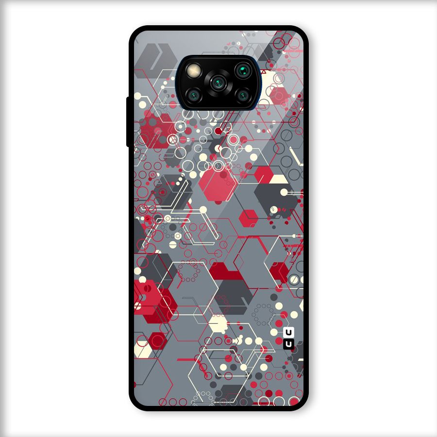 Hexagons Pattern Glass Back Case for Poco X3