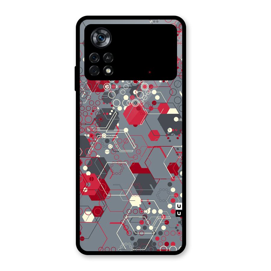 Hexagons Pattern Glass Back Case for Poco X4 Pro 5G