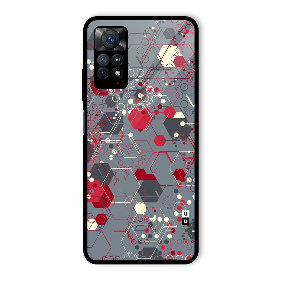 Hexagons Pattern Glass Back Case for Redmi Note 11 Pro
