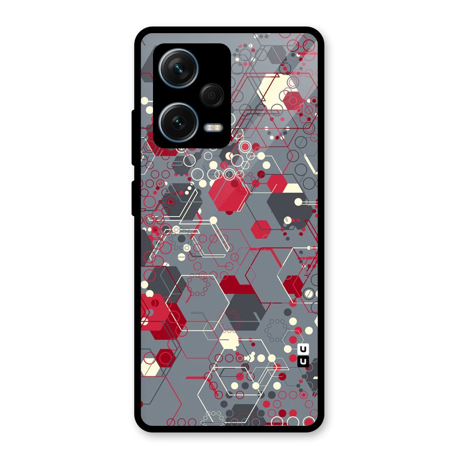 Hexagons Pattern Glass Back Case for Redmi Note 12 Pro Plus 5G