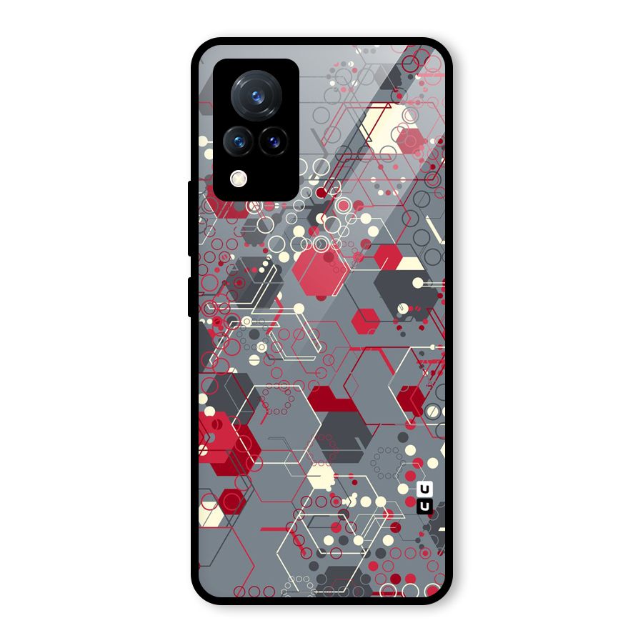 Hexagons Pattern Glass Back Case for Vivo V21 5G
