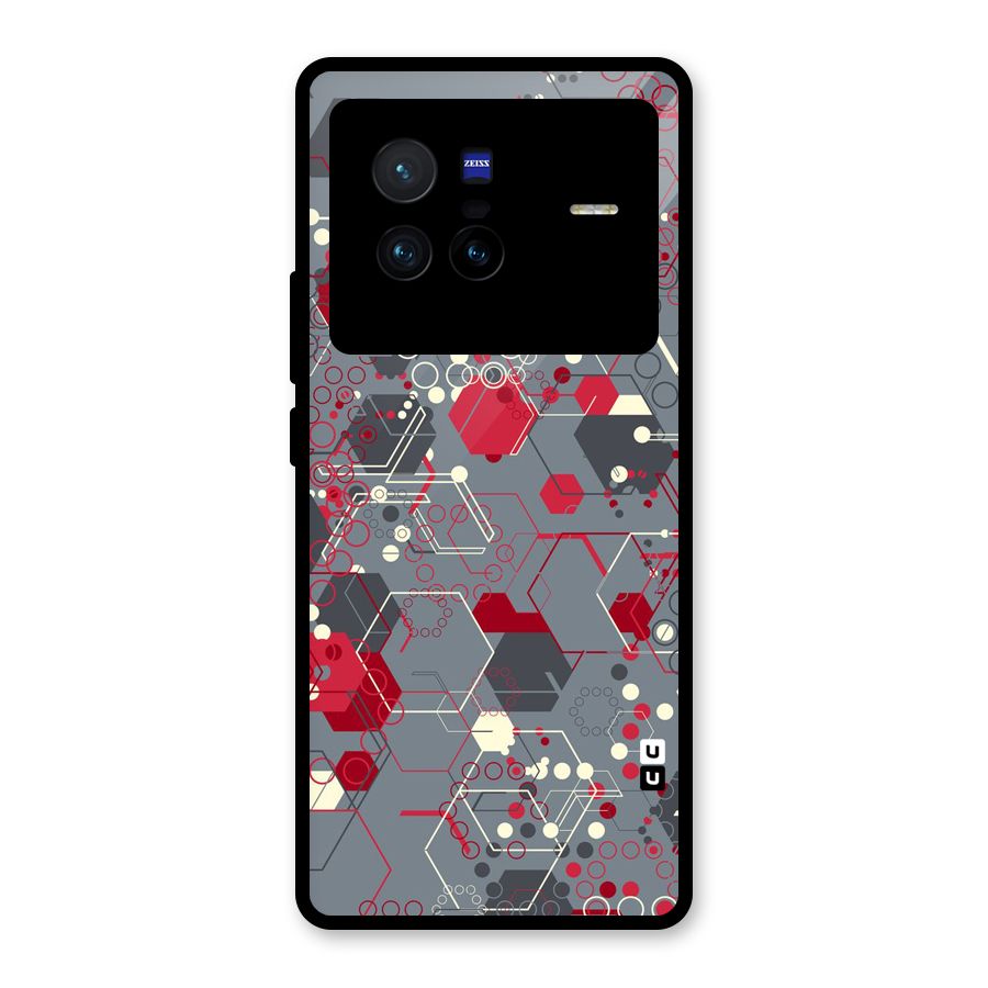 Hexagons Pattern Glass Back Case for Vivo X80
