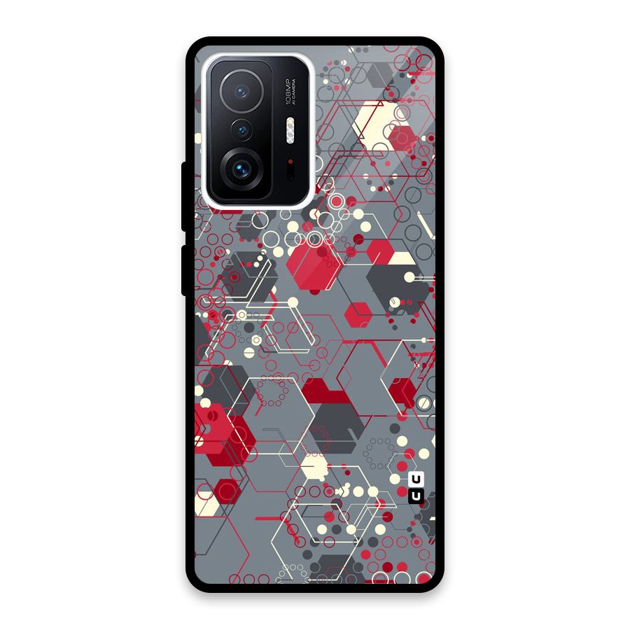 Hexagons Pattern Glass Back Case for Xiaomi 11T Pro