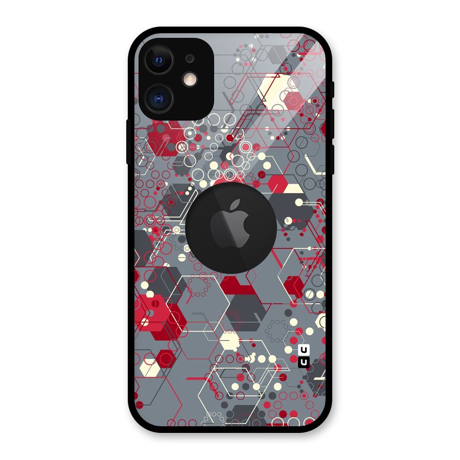 Hexagons Pattern Glass Back Case for iPhone 11 Logo Cut