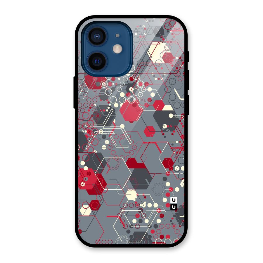 Hexagons Pattern Glass Back Case for iPhone 12 Mini