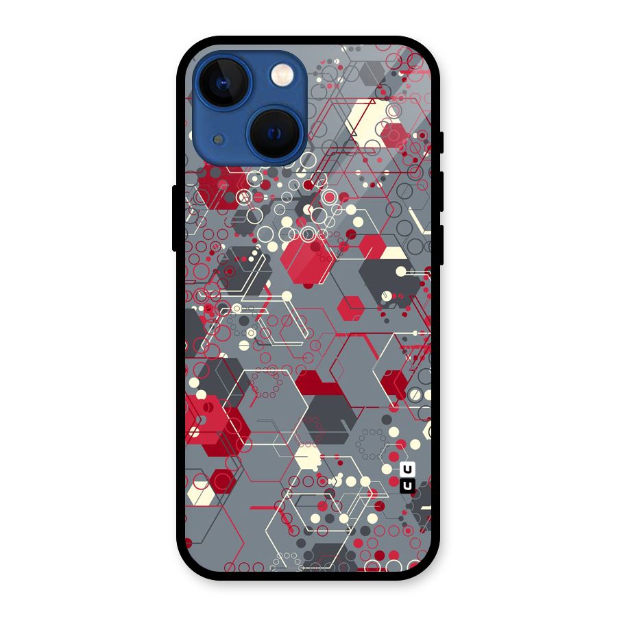 Hexagons Pattern Glass Back Case for iPhone 13 Mini