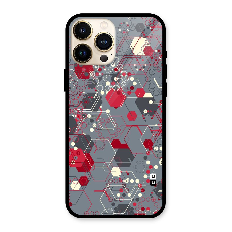 Hexagons Pattern Glass Back Case for iPhone 13 Pro Max