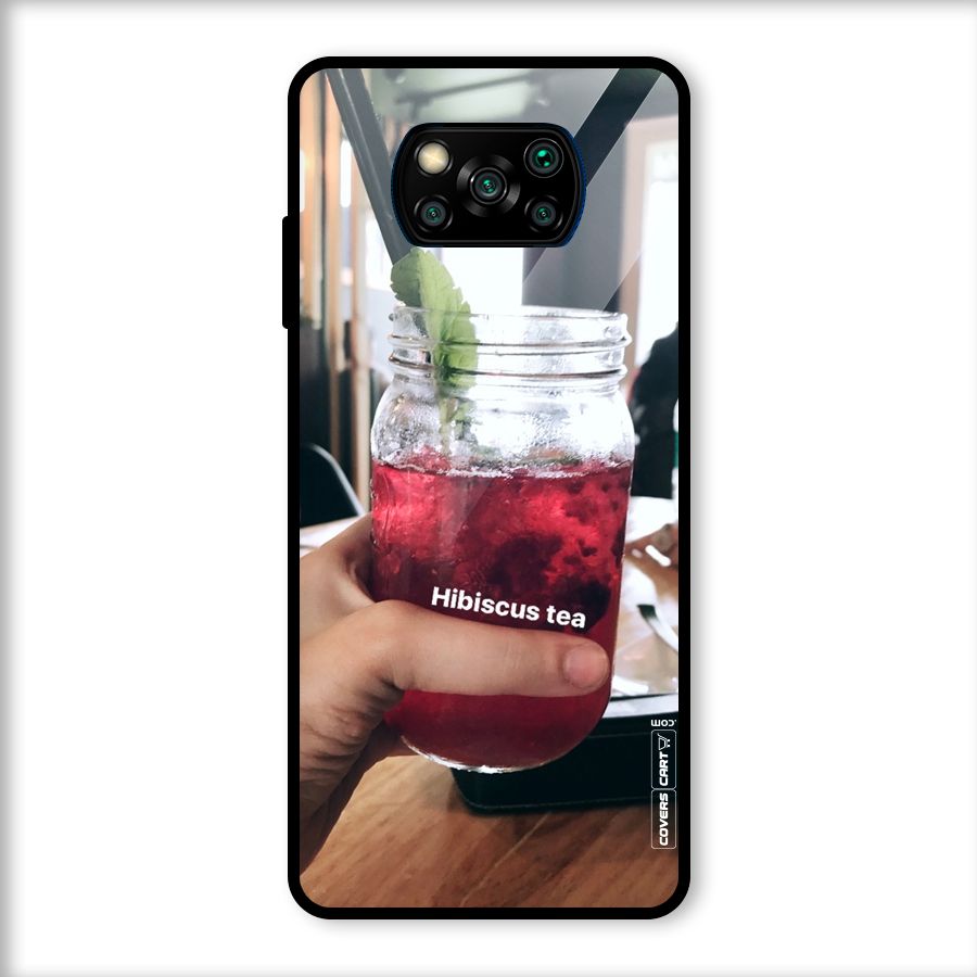 Hibiscus Tea Glass Back Case for Poco X3