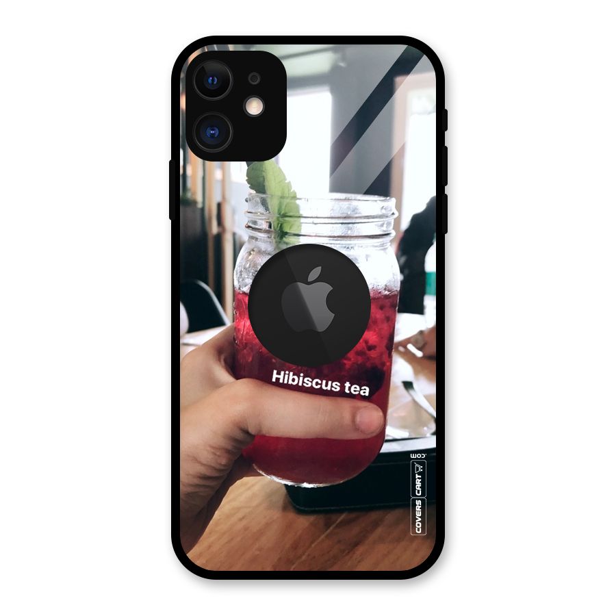 Hibiscus Tea Glass Back Case for iPhone 11 Logo Cut