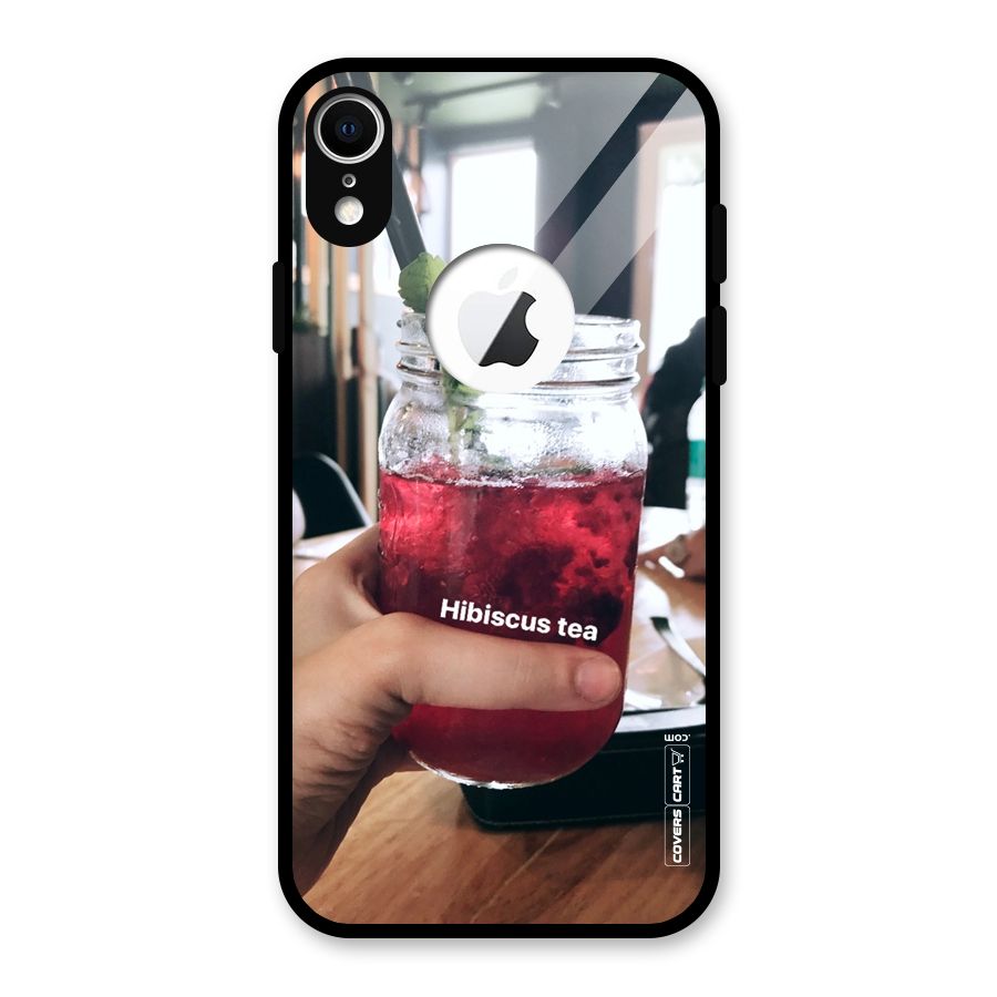 Hibiscus Tea Glass Back Case for iPhone XR Logo Cut