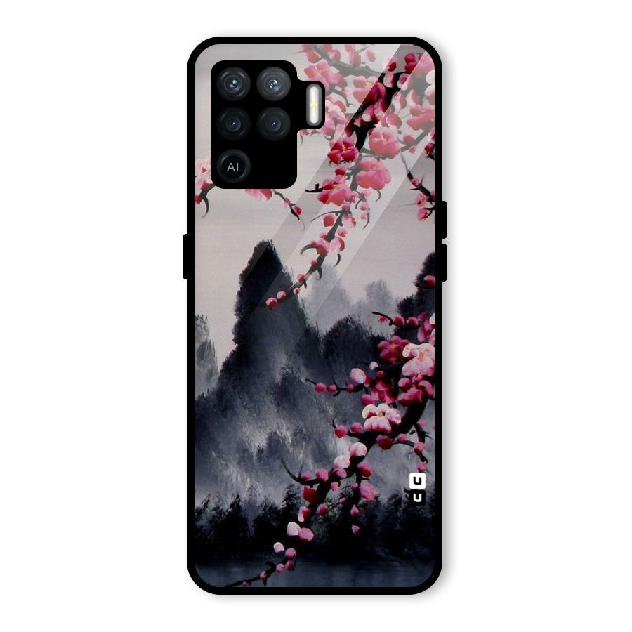 Hills And Blossoms Glass Back Case for Oppo F19 Pro