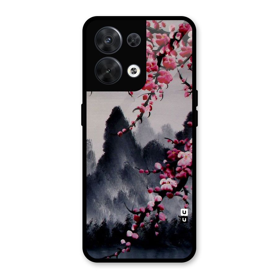 Hills And Blossoms Glass Back Case for Oppo Reno8 5G