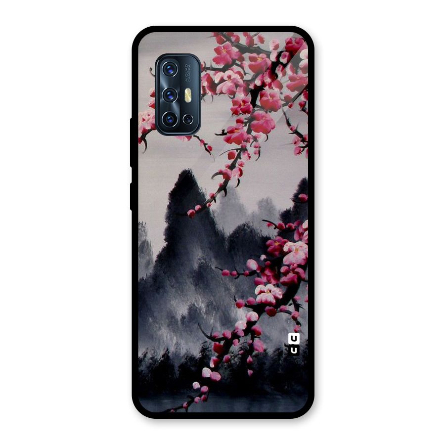 Hills And Blossoms Glass Back Case for Vivo V17