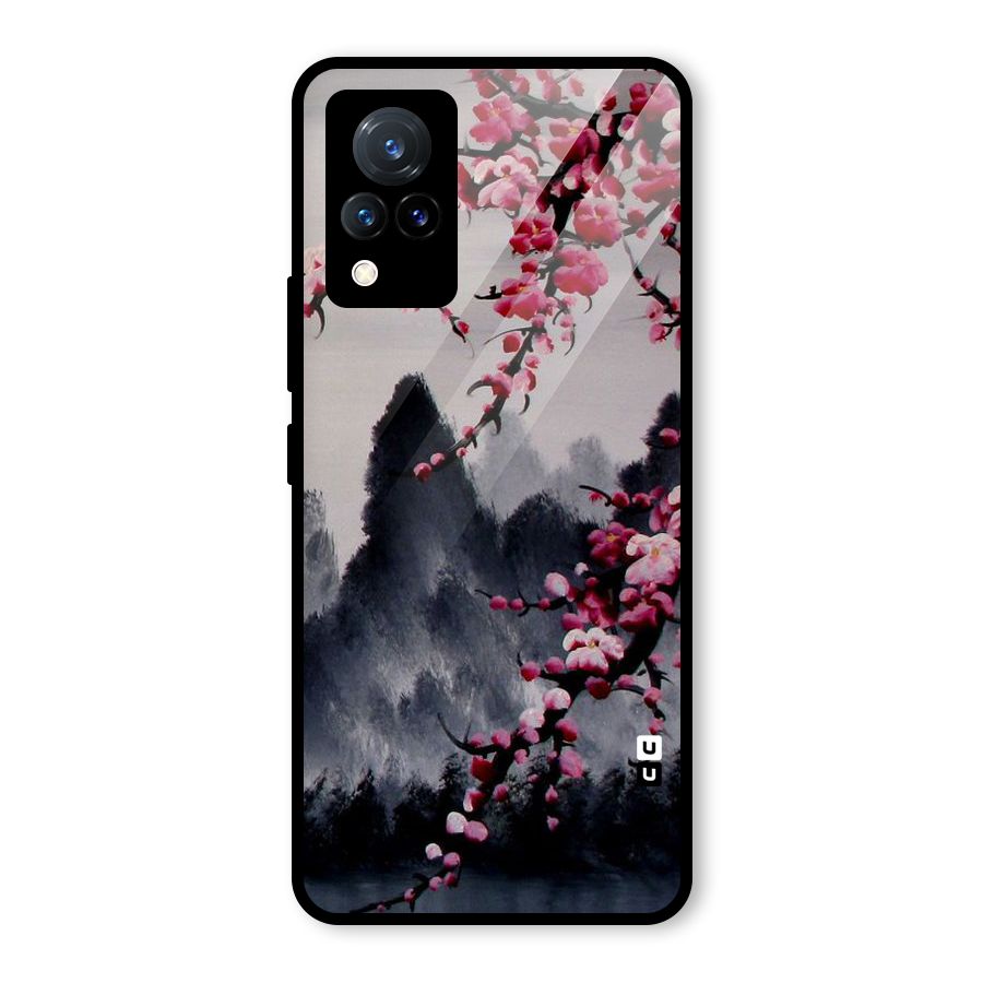 Hills And Blossoms Glass Back Case for Vivo V21 5G