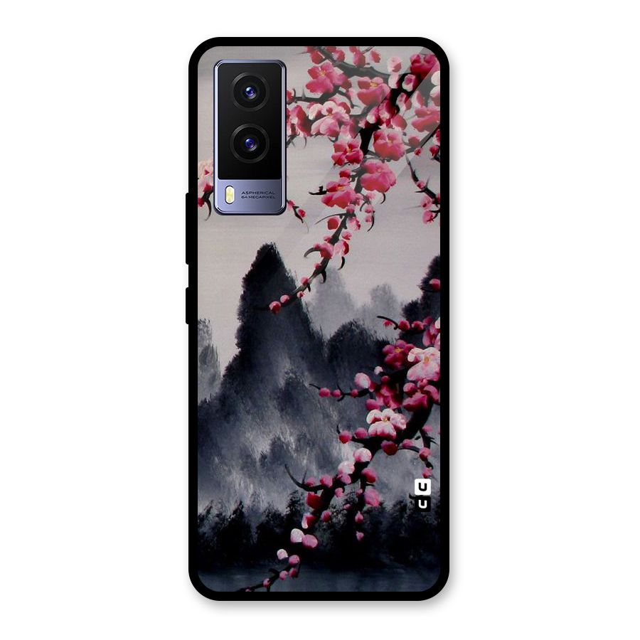 Hills And Blossoms Glass Back Case for Vivo V21e 5G