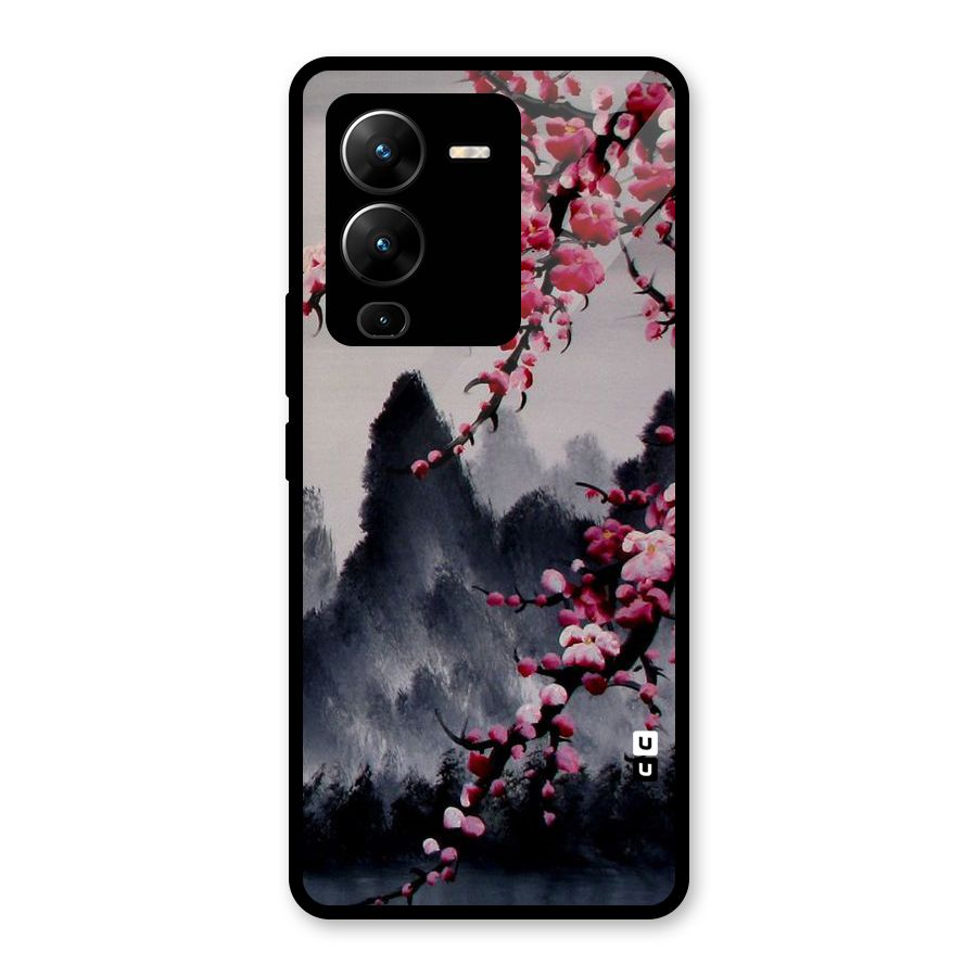 Hills And Blossoms Glass Back Case for Vivo V25 Pro