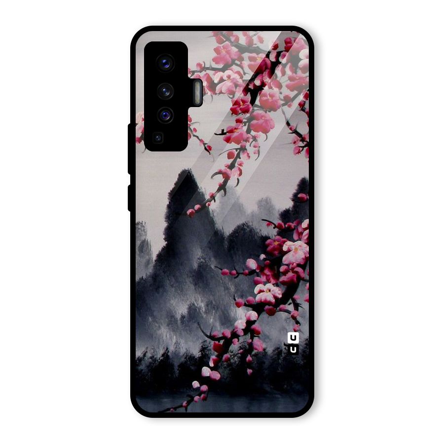 Hills And Blossoms Glass Back Case for Vivo X50