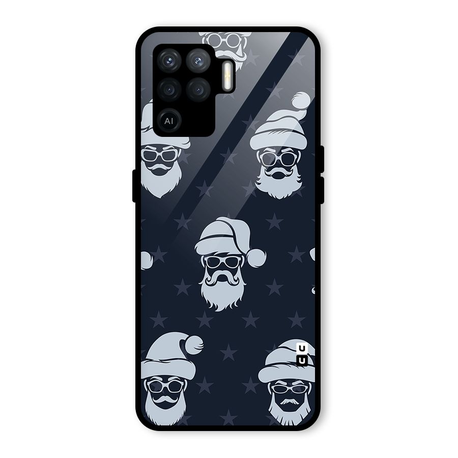 Hipster Santa Glass Back Case for Oppo F19 Pro