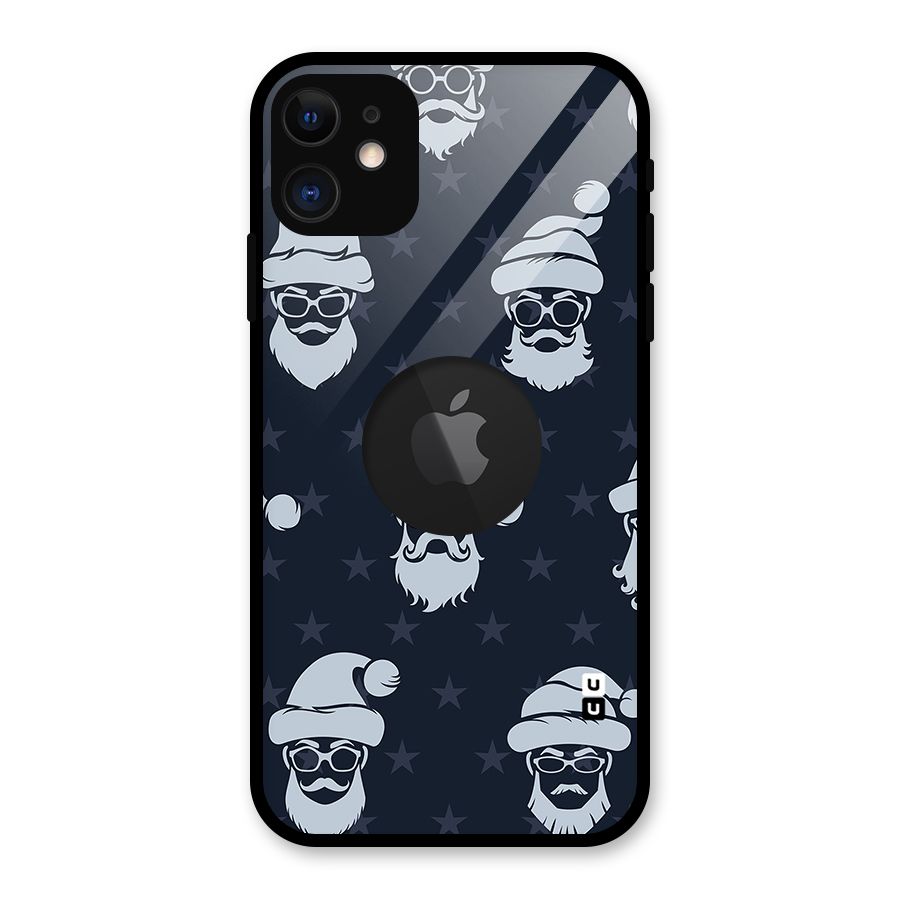 Hipster Santa Glass Back Case for iPhone 11 Logo Cut