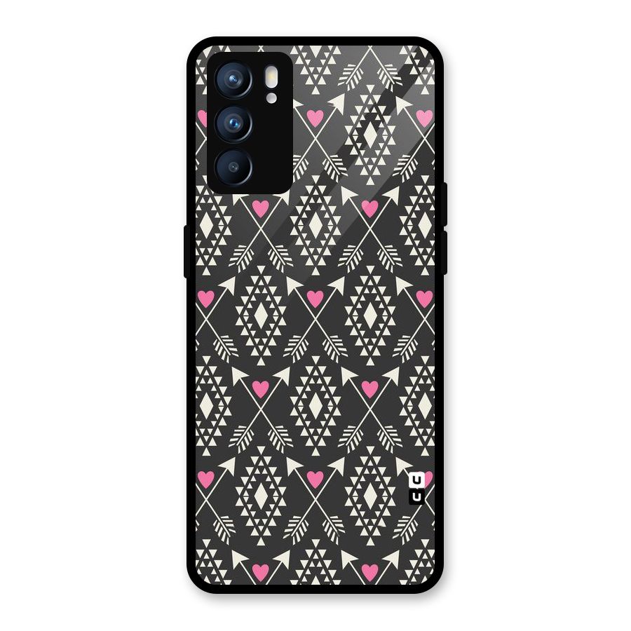 Hit Arrow Love Glass Back Case for Oppo Reno6 5G