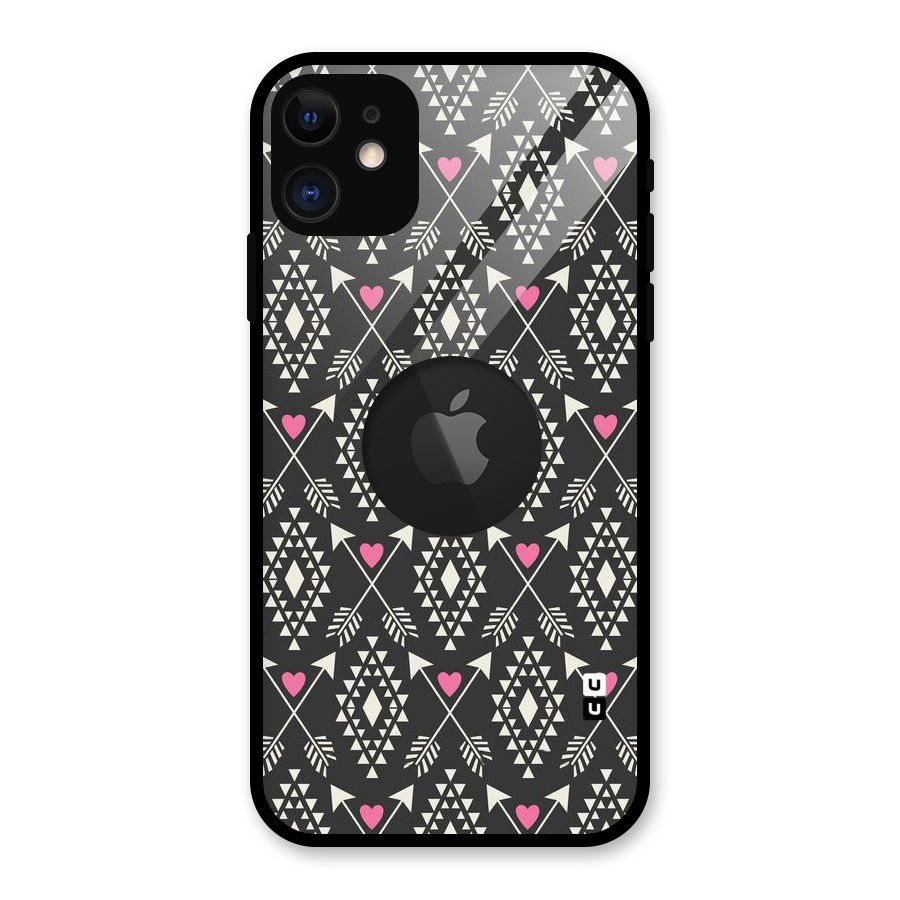 Hit Arrow Love Glass Back Case for iPhone 11 Logo Cut