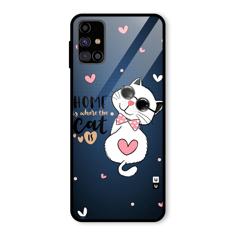 Home Where Cat Glass Back Case for Galaxy M31s