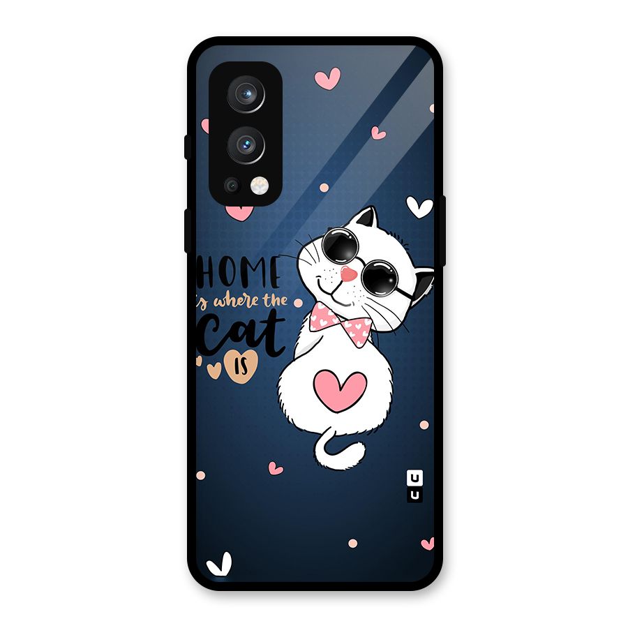 Home Where Cat Glass Back Case for OnePlus Nord 2 5G