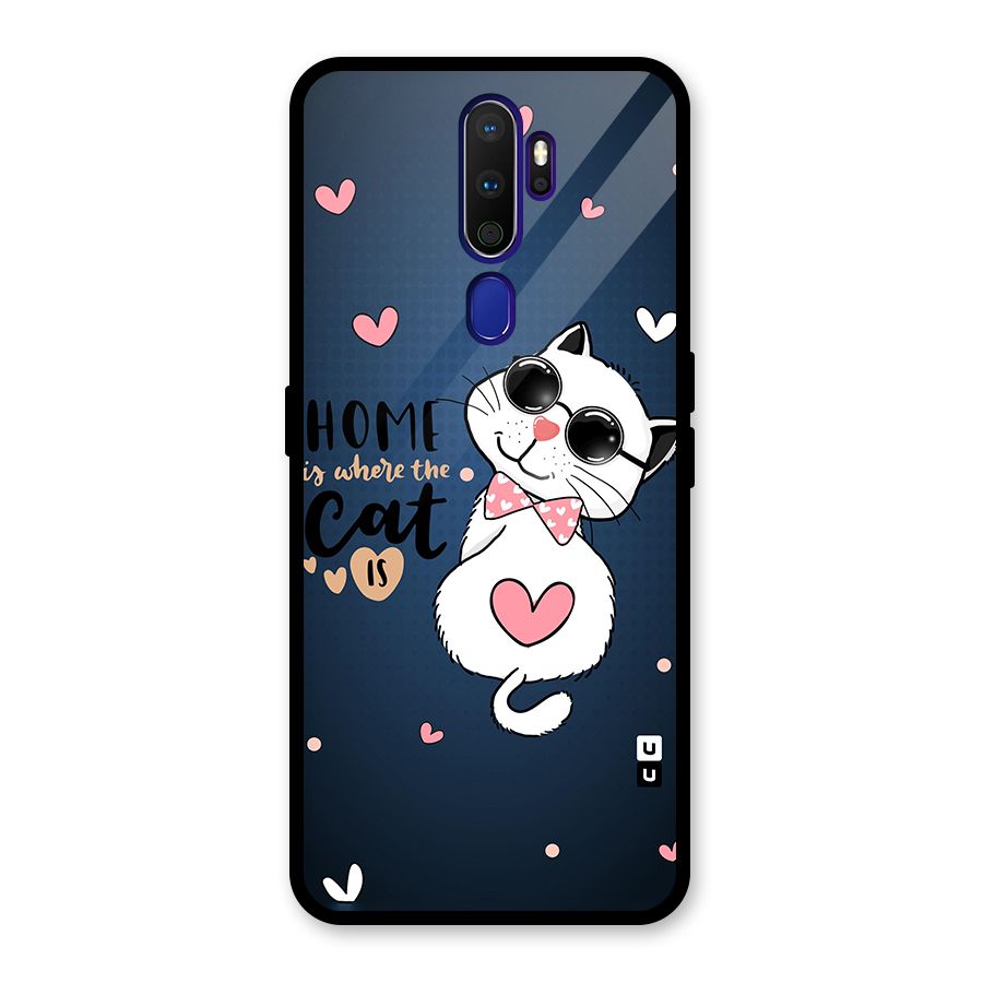Home Where Cat Glass Back Case for Oppo A9 (2020)
