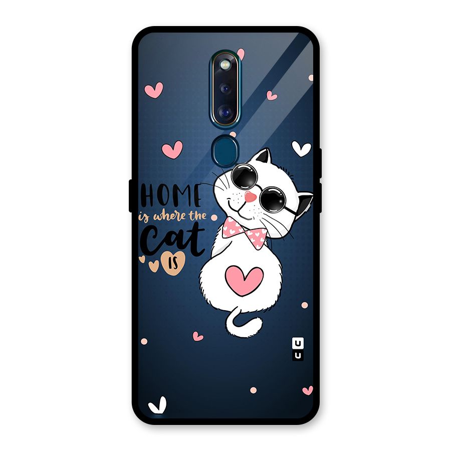 Home Where Cat Glass Back Case for Oppo F11 Pro