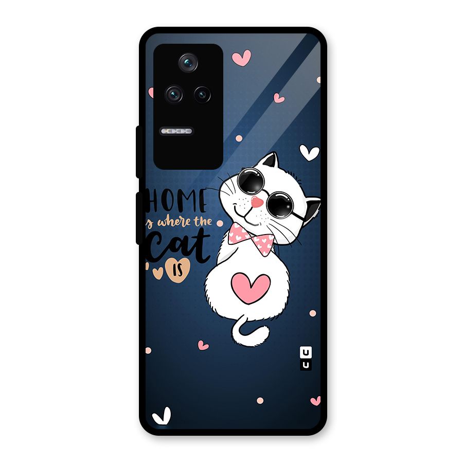 Home Where Cat Glass Back Case for Poco F4 5G