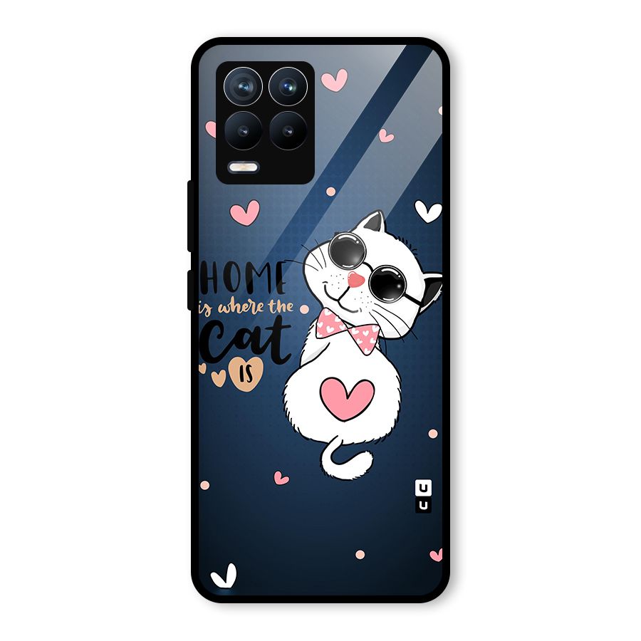 Home Where Cat Glass Back Case for Realme 8