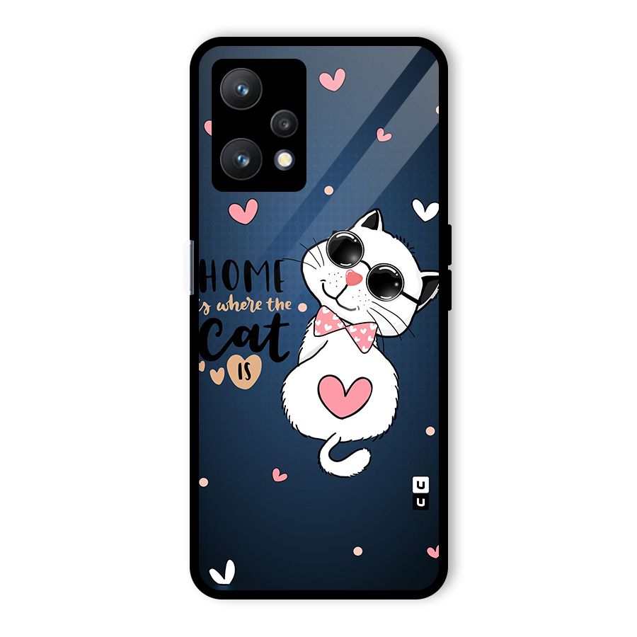 Home Where Cat Glass Back Case for Realme 9 Pro 5G