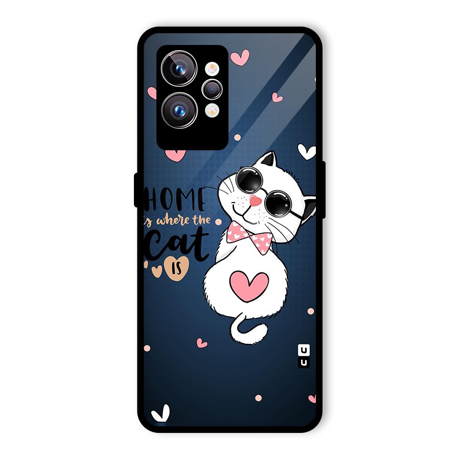 Home Where Cat Glass Back Case for Realme GT2 Pro