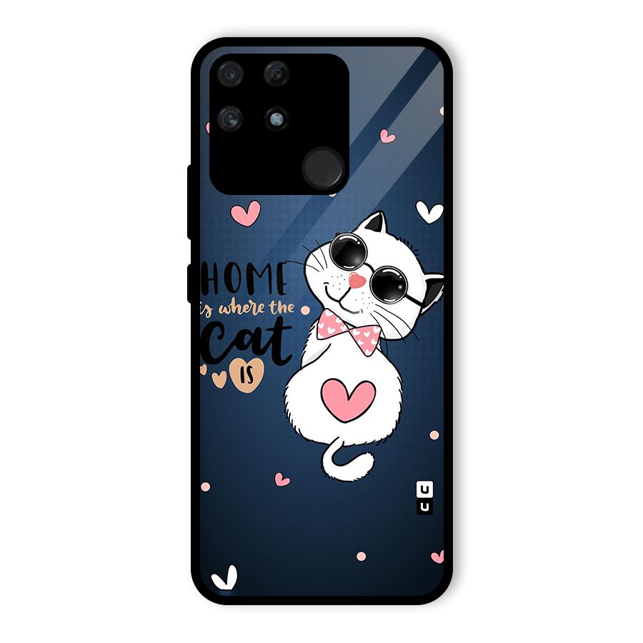 Home Where Cat Glass Back Case for Realme Narzo 50A