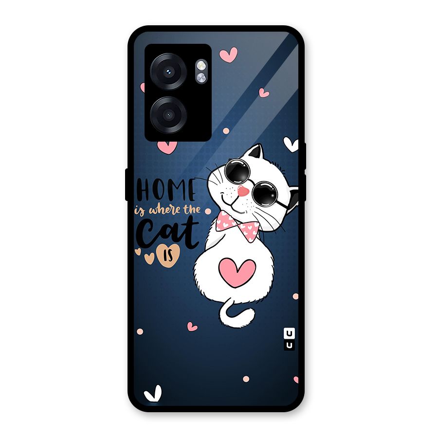Home Where Cat Glass Back Case for Realme Narzo 50 5G