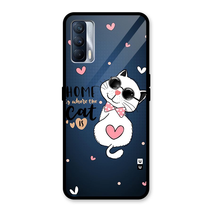 Home Where Cat Glass Back Case for Realme X7