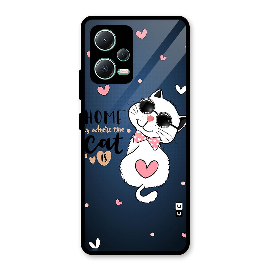 Home Where Cat Glass Back Case for Redmi Note 12 5G