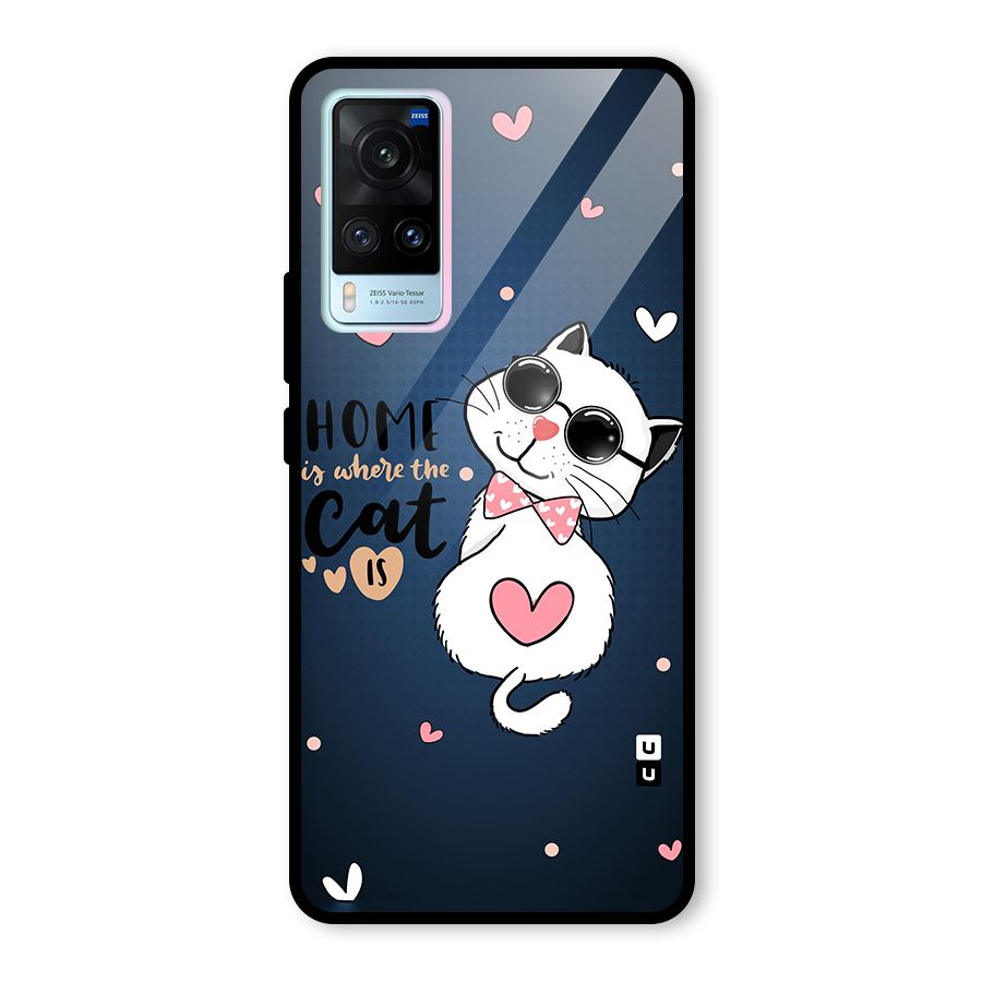 Home Where Cat Glass Back Case for Vivo X60