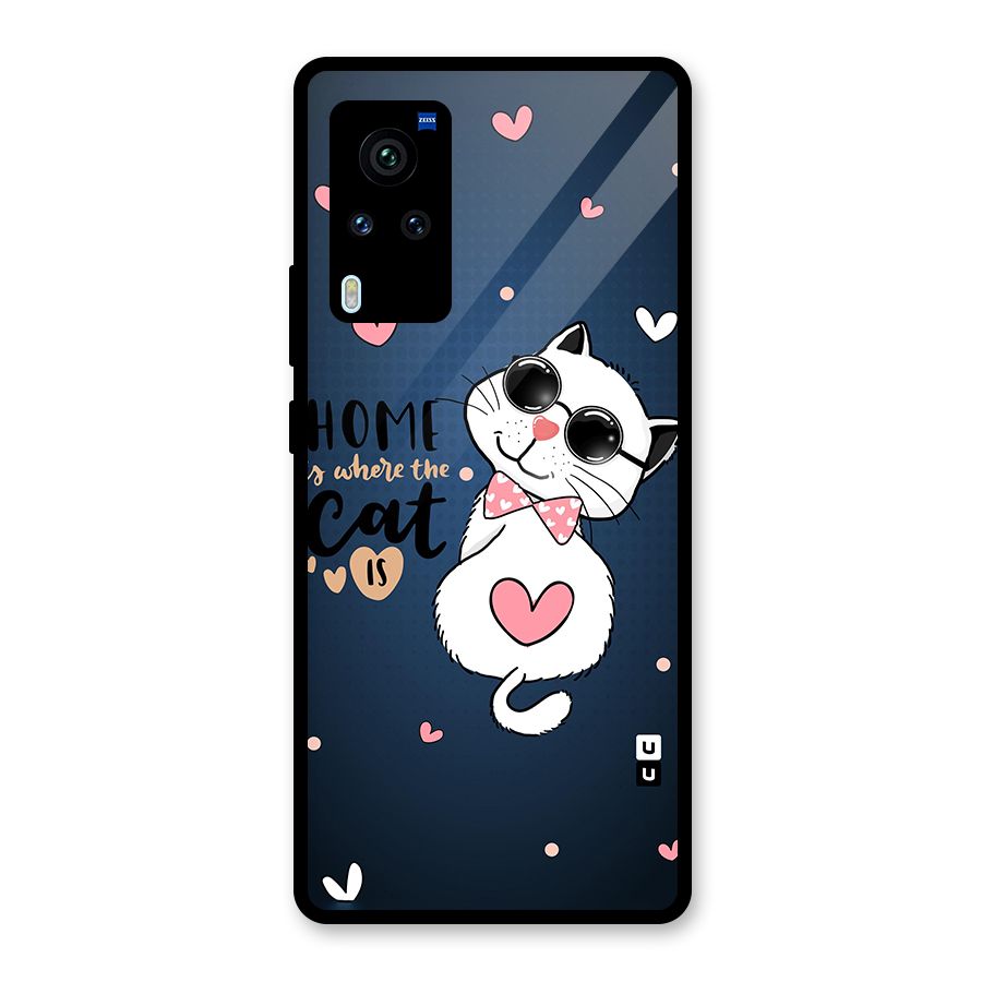 Home Where Cat Glass Back Case for Vivo X60 Pro