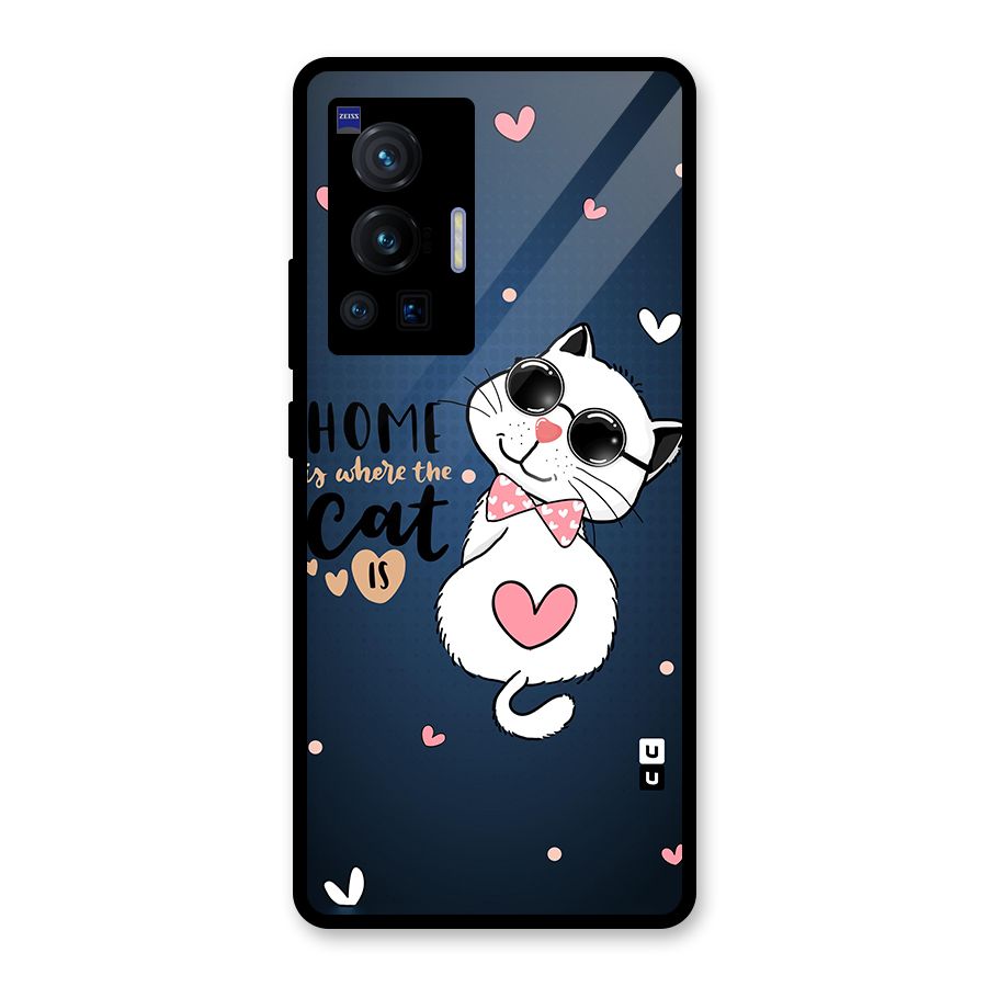 Home Where Cat Glass Back Case for Vivo X70 Pro