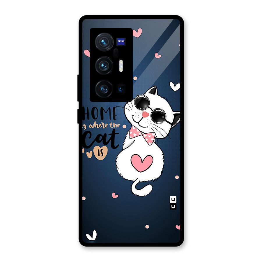 Home Where Cat Glass Back Case for Vivo X70 Pro Plus
