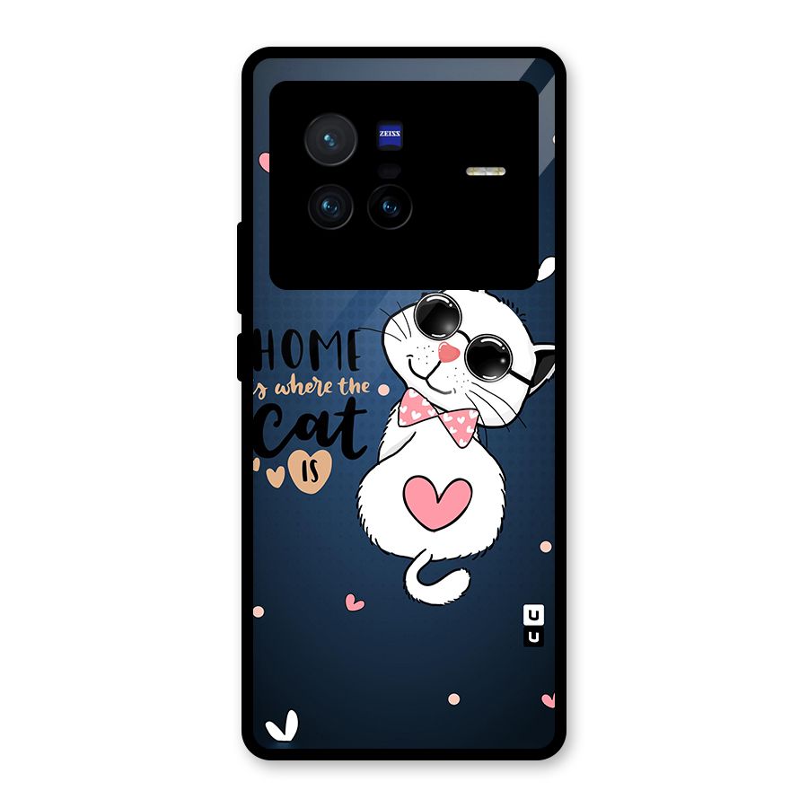 Home Where Cat Glass Back Case for Vivo X80