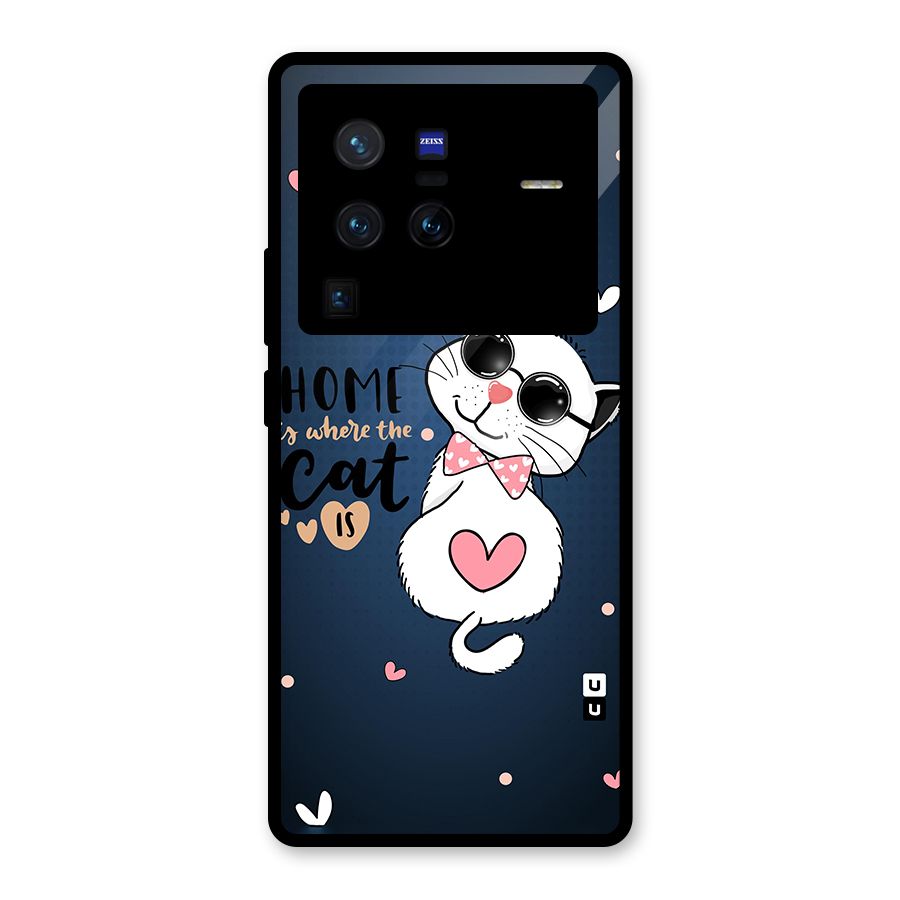 Home Where Cat Glass Back Case for Vivo X80 Pro
