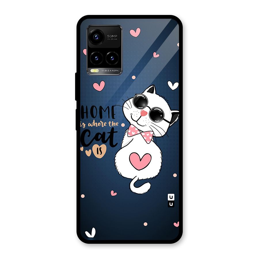 Home Where Cat Glass Back Case for Vivo Y21T