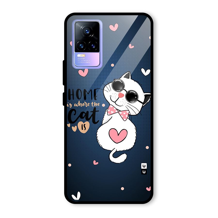 Home Where Cat Glass Back Case for Vivo Y73